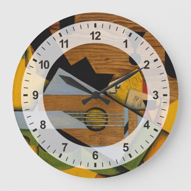 Stillleben mit einer Gitarre Große Wanduhr (Vorderseite)