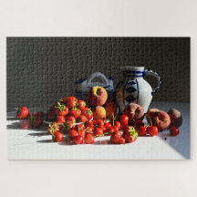 Stillleben mit Erdbeeren, Pfirsichen und Kirschen