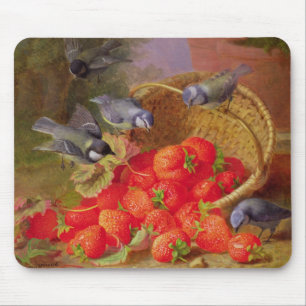 Stillleben mit Erdbeeren und Bluetits Mousepad