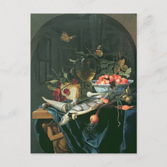 Stillleben mit Fischplatter Postkarte (Vorderseite)