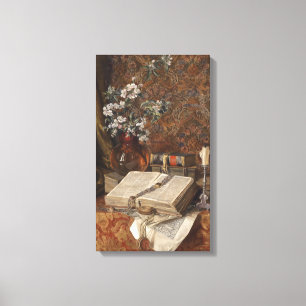 Stillleben mit Folios und Kirschblüten Leinwanddruck