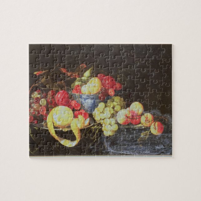 Stillleben mit Frucht in Delft-Schüssel, Puzzle (Horizontal)
