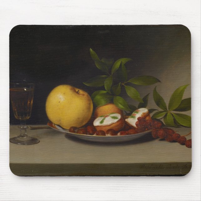 Stillleben mit Frucht, Kuchen und Wein, 1821 Mousepad (Vorne)
