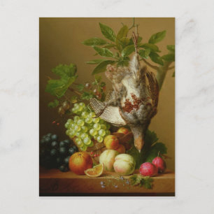 Stillleben mit Frucht und einem toten Rebhuhn Postkarte