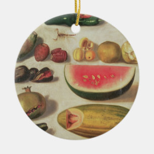 Stillleben mit Frucht und Kröte Keramikornament