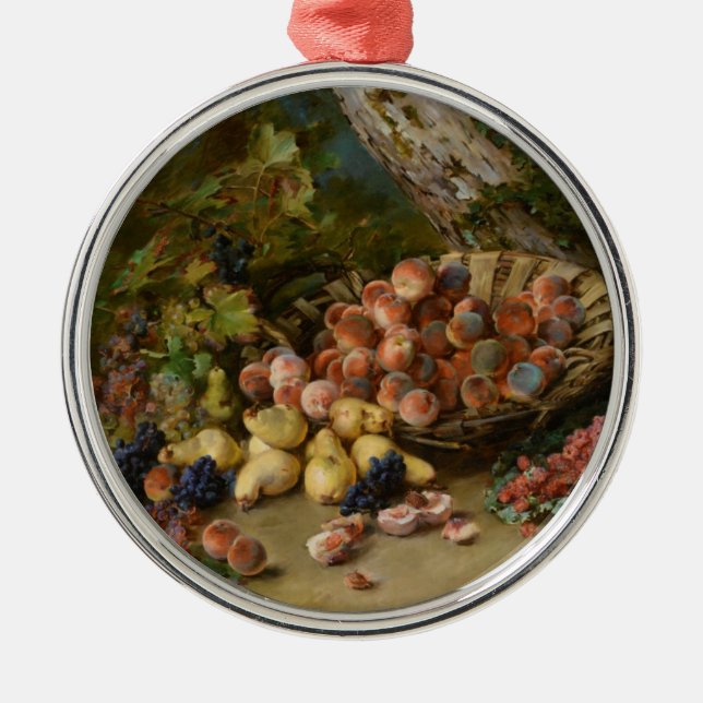 Stillleben mit Früchten Silbernes Ornament (Vorne)