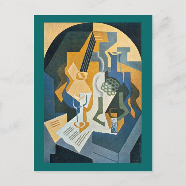 Stillleben mit Fruchtgeschirr und Mandolin Postkarte (Vorderseite)