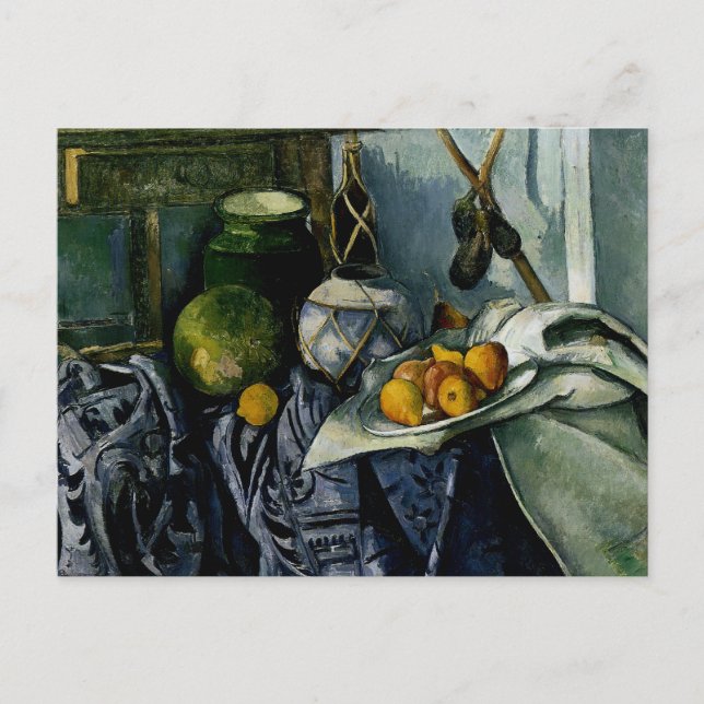Stillleben mit Ginger Jar und Eggpflanzen Postkarte (Vorderseite)