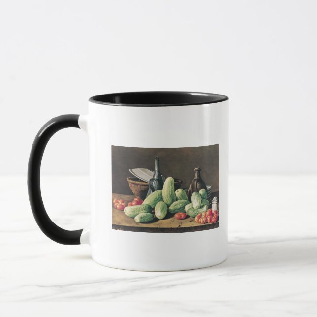 Stillleben mit Gurken und Tomaten Tasse (Links)