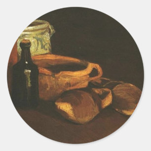 Stillleben mit Holzschuhen und Töpfen, Van Gogh Runder Aufkleber