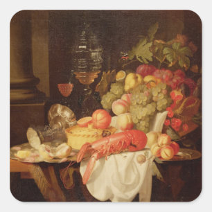 Stillleben mit Hummer Quadratischer Aufkleber