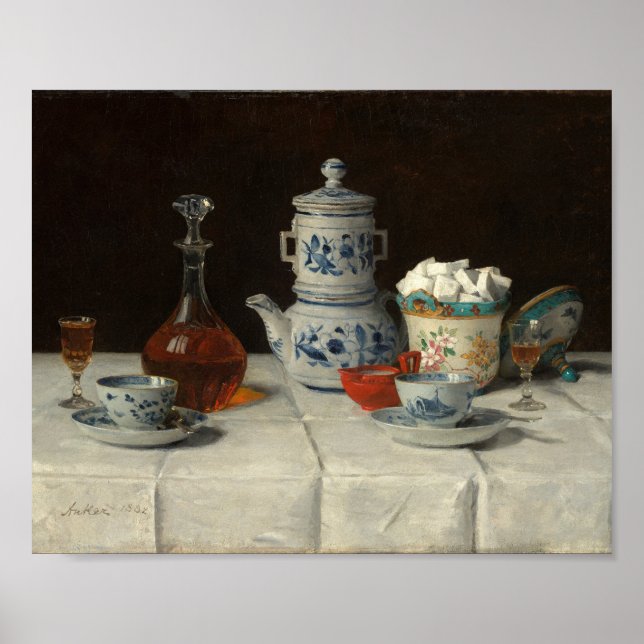 Stillleben mit Kaffee-Einstellung | Albert Anker Poster (Vorne)
