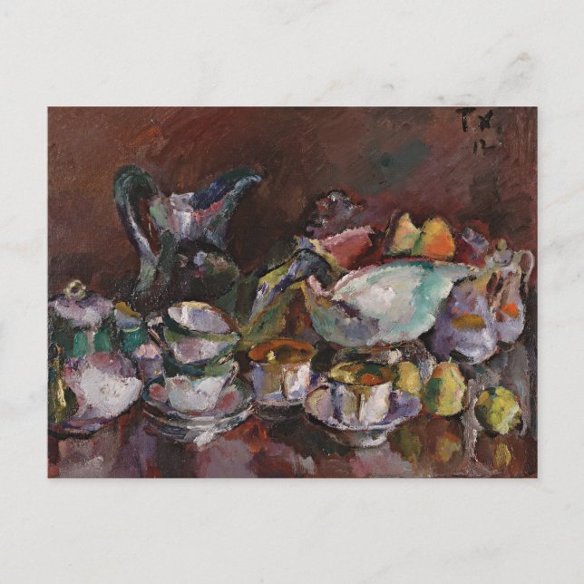 Stillleben mit Kaffeekuchen | Anton Faistauer Postkarte (Vorderseite)