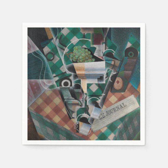 Stillleben mit karierter Tischdecke von Juan Gris Serviette (Vorderseite)
