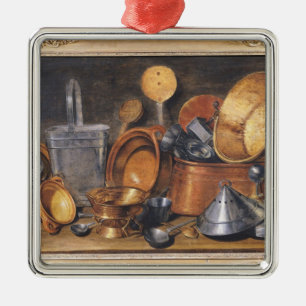 Stillleben mit Küchen-Geräten Silbernes Ornament