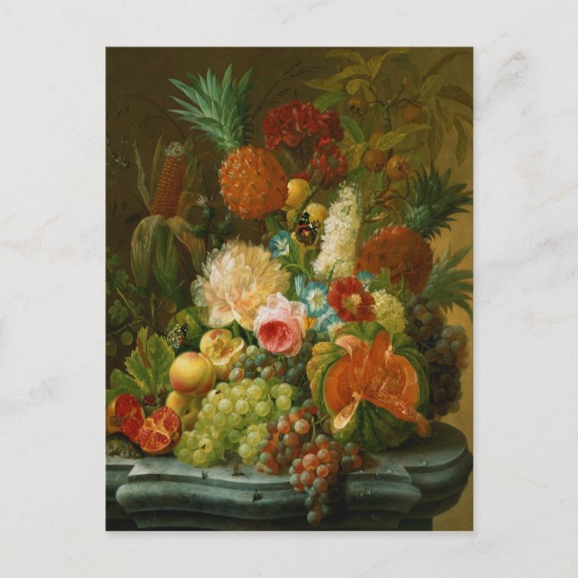 Stillleben mit Melon und Trauben Postkarte (Vorderseite)