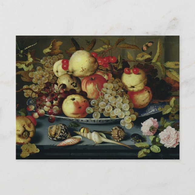 Stillleben mit Obst, Blume und Meeresfrüchten Postkarte (Vorderseite)