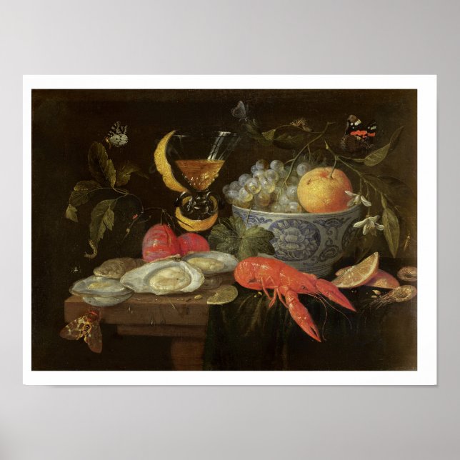 Stillleben mit Obst und Muschel Fisch, 1653 (Öl au Poster (Vorne)