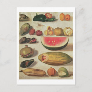 Stillleben mit Obst und Toad Postkarte