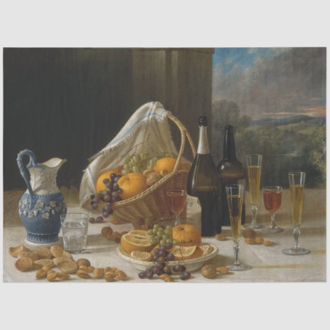 Stillleben mit Obst und Wein Seidenpapier (Vorderseite)