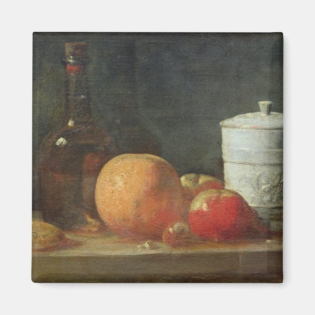 Stillleben mit Obst und Weinflasche Magnet (Vorne)
