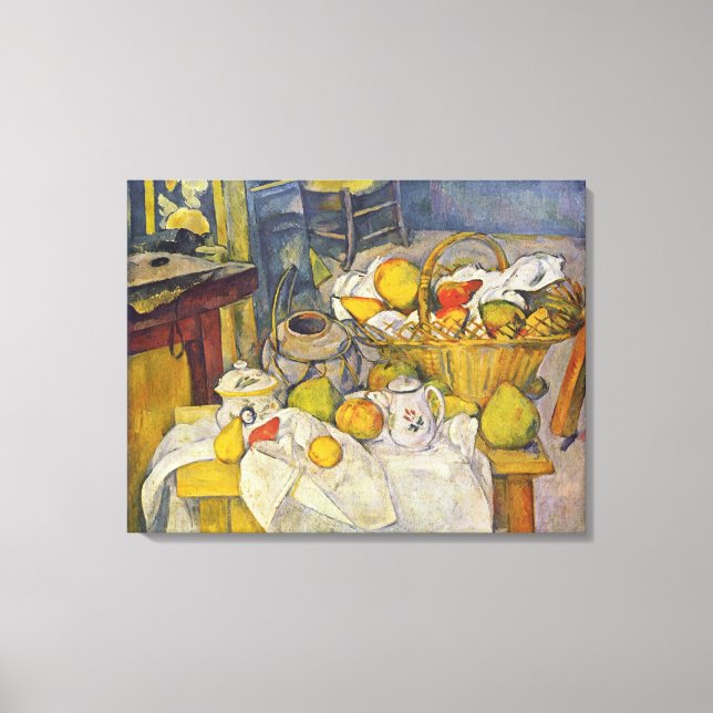 Stillleben mit Obstkorb Leinwanddruck (Vorderseite)