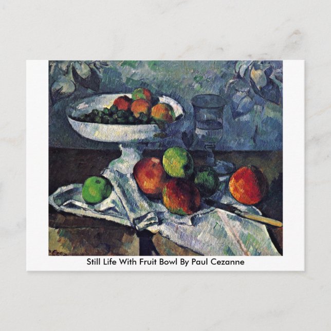 Stillleben mit Obstschale von Paul Cezanne Postkarte (Vorderseite)