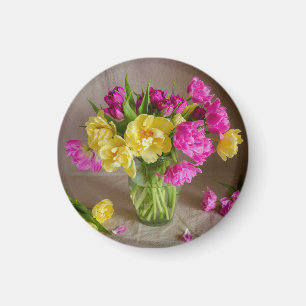 Stillleben mit Pastell-Tulpenstrauß Frühlingsflora Magnet