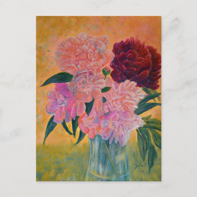 Stillleben mit Peonies-Malerei Postkarte (Vorderseite)