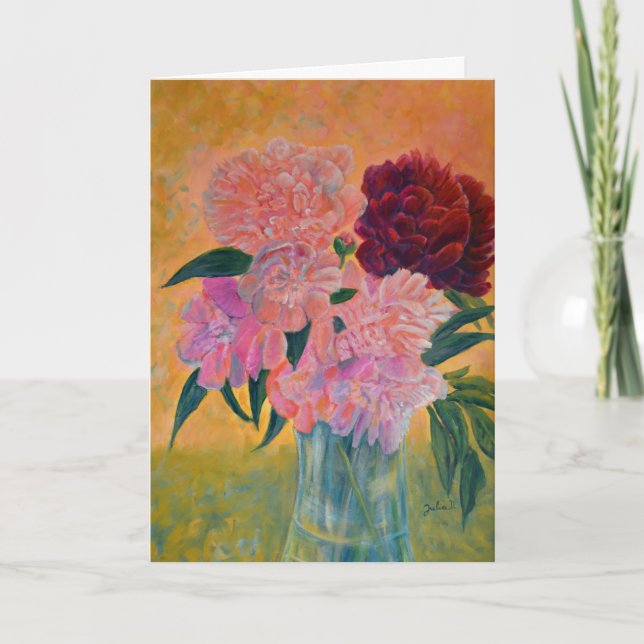 Stillleben mit Peonies Painting Geburtstag Gruß Karte (Vorderseite)