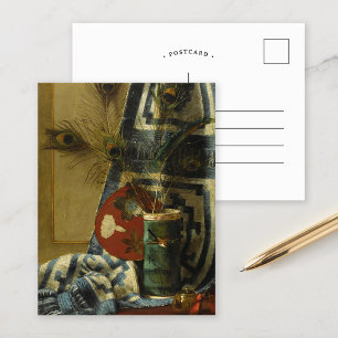 Stillleben mit Pfauenfedern Postkarte
