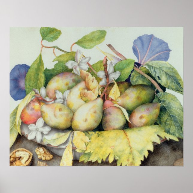 Stillleben mit Pflaumen, Walnüssen und Jasmine (w/ Poster (Vorne)