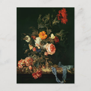 Stillleben mit Poppies und Rose Postkarte