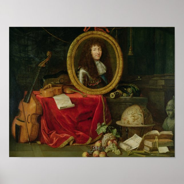 Stillleben mit Portrait von König Louis Poster (Vorne)