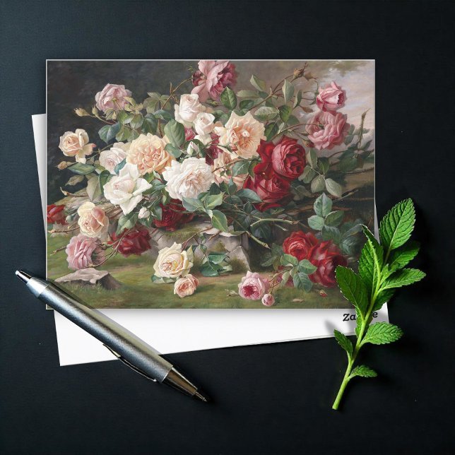 Stillleben mit Postkarte für Rose (Von Creator hochgeladen)