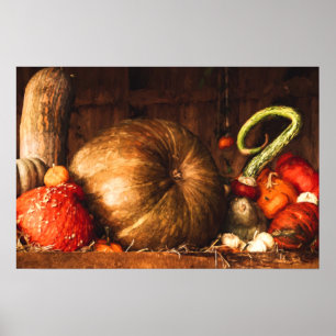 Stillleben mit Pumpkins und Gourmetdrucken Poster