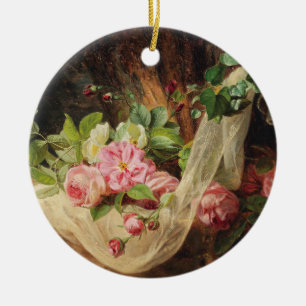 Stillleben mit Rose auf einem Waldboden - Lach A. Keramik Ornament