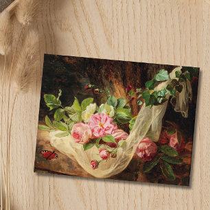 Stillleben mit Rose auf einem Waldboden - Lach A. Postkarte