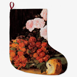 Stillleben mit Rose, Erdbeeren und Brot Großer Weihnachtsstrumpf