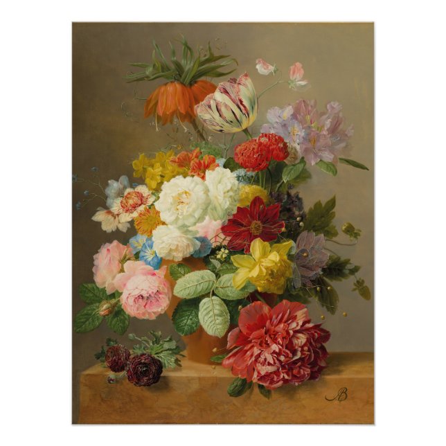 Stillleben mit Rose und Peonies - Bloemers A. Poster (Vorderseite)