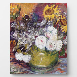 Stillleben mit Rosen und Sonnenblumen - Van Gogh Fotoplatte