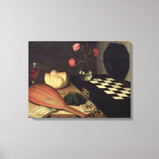 Stillleben mit Schachbrett, 1630 Leinwanddruck (Vorderseite)