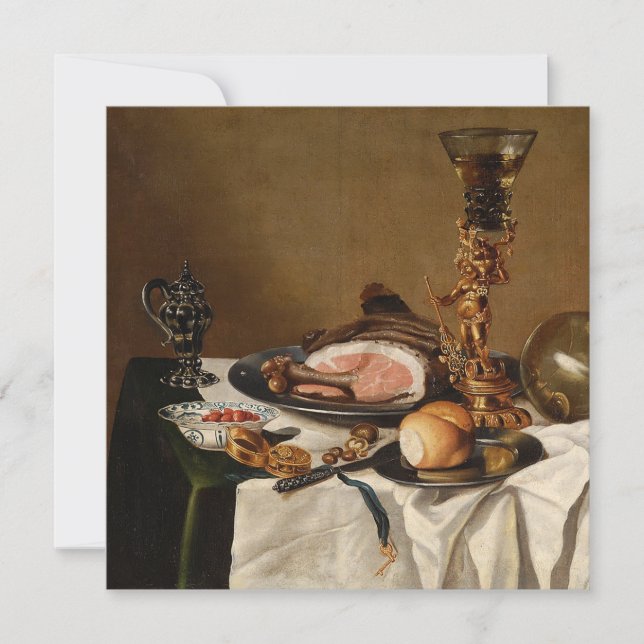 Stillleben mit Schinken, Büchern und Zierschiffen (Vorderseite)