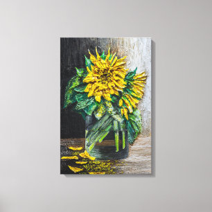 Stillleben mit Sonnenblumen Acrylmalerei  Leinwanddruck