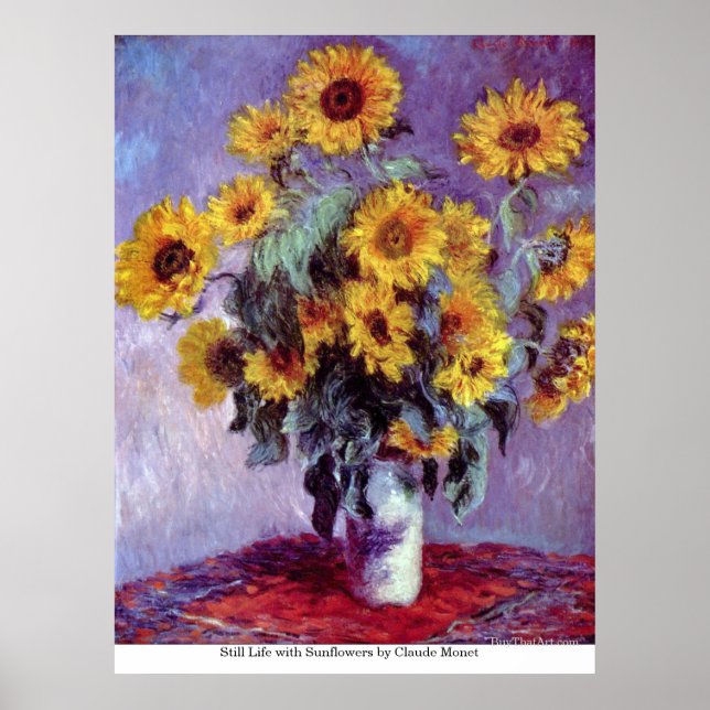 Stillleben mit Sonnenblumen von Claude Monet Poster (Vorne)