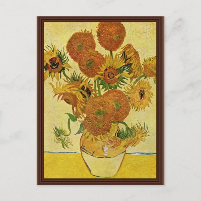 Stillleben mit Sonnenblumen von Vincent Van Gogh Postkarte (Vorderseite)