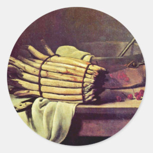 Stillleben mit Spargel von Bonvin François Runder Aufkleber