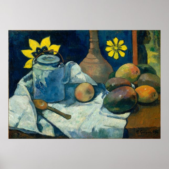 Stillleben mit Tee und Obst - Paul Gauguin Poster (Vorne)