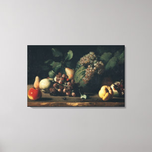 Stillleben mit Trauben und Granatapfel Leinwanddruck