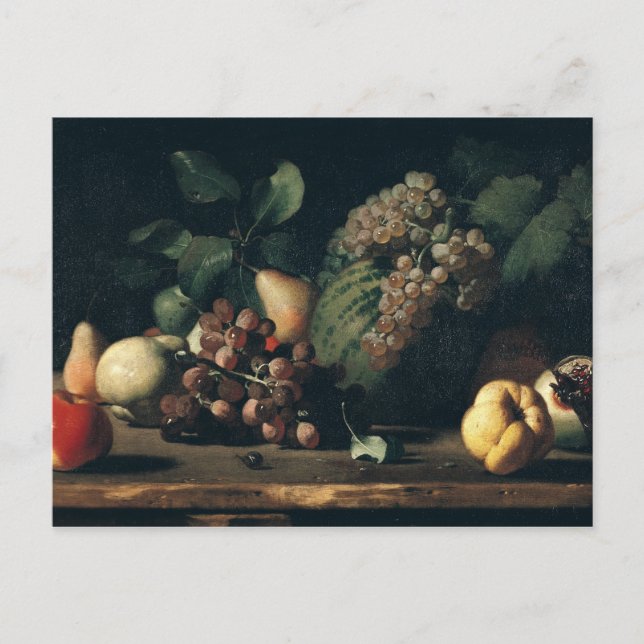 Stillleben mit Trauben und Granatäpfeln Postkarte (Vorderseite)